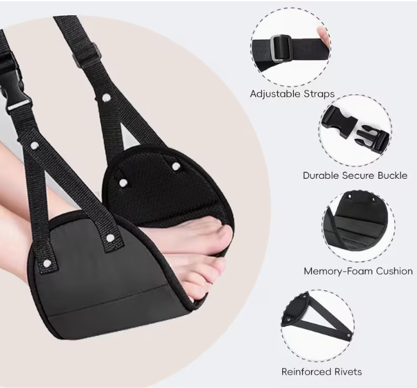 Travel Accessories For Long Haul Flights - Reposapiés ajustable con hamaca portátil para