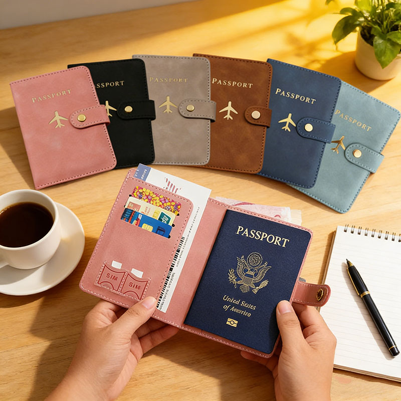 Travel Accessories Essentials - Funda de cuero para pasaporte, estuche
