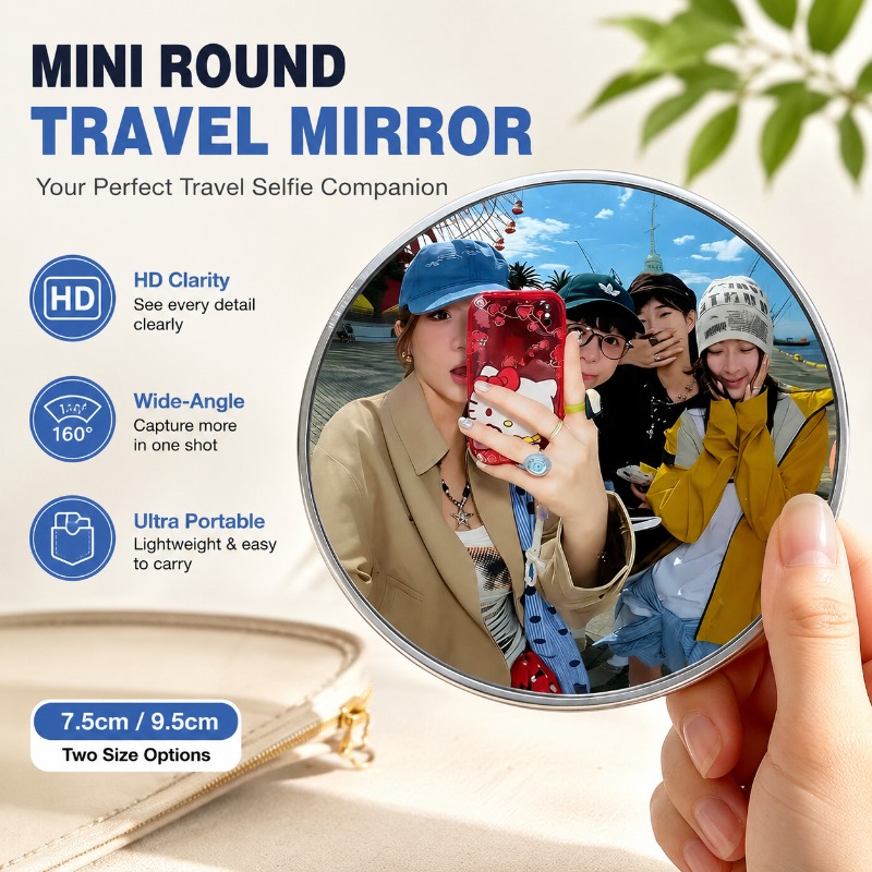 Travel Accessories Deals - Espejo Convexo Redondo Portátil, Espejo de
